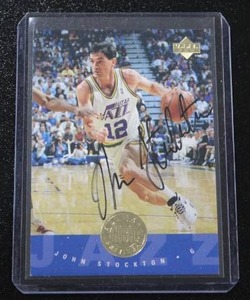 lot 56 image: 1995-96 Upper Deck Scoreboard Buyback John Stockton Autograph