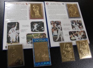 lot 70 image: 24K Gold Commemorative Card Lot  6 Cards  Sosa - McGwire - Ruth - Griffey - Beckett
