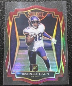 lot 89 image: 2020 Select Premier Level Maroon Die Cut Justin Jefferson #161 Rookie Card