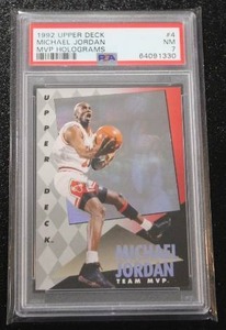 lot 92 image: 1992-93 Upper Deck MVP Holograms Michael Jordan #4 PSA 7