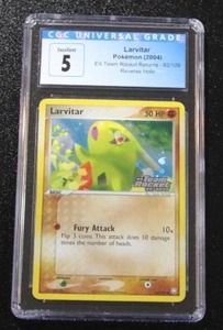 lot 107 image: 2004 Pokemon EX Team Rocket Returns Reverse Holo Larvitar #62109 CGC 5