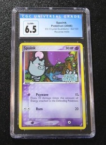 lot 110 image: 2006 Pokemon EX Crystal Guardians Reverse Holo Spoink #62100 CGC 6.5