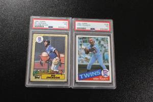 lot 142 image: 1987 Topps Bo Jackson #170 & 1985 Topps Kirby Puckett #536 PSA 7 Lot  2 Rookie Cards