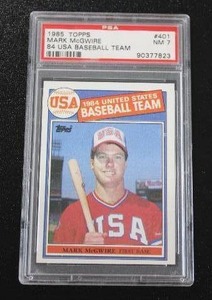 lot 12 image: 1985 Topps 1984 USA Mark McGwire #401 PSA 7 Rookie Card
