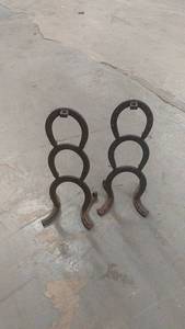 lot 114 image: Pair of Metal Horseshoe Firewood Holders and Badminton Set