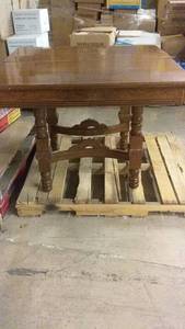 lot 123 image: Vintage Wooden Dining Table with Carved Details