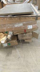 lot 125 image: Large Wooden Dining Table with Mixed Wood Panels
