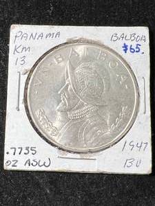 lot 08 image: 1947 PANAMA BALBOA 90% SILVER BU