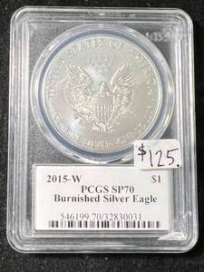 lot 14 image: 2015-W AMERICAN SILVER EAGLE PCGS SP70