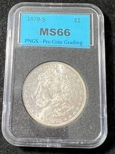 lot 33 image: 1879-S US MORGAN SILVER DOLLAR PNGS MS66