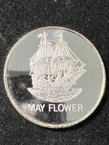 lot 54 image: 1 TROY OZ .999 FINE SILVER MAYFLOWER ROUND