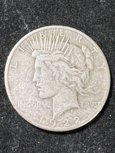 lot 57 image: 1922-S US PEACE SILVER DOLLAR