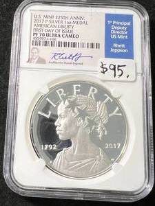 lot 64 image: 2017 AMERICAN LIBERTY SILVER ROUND NGC PF70 ULTRA CAMEO