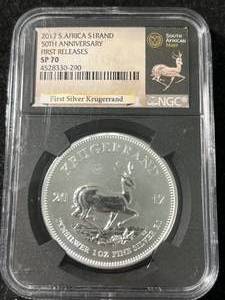 lot 68 image: 2017 KRUGERRAND 1 TROY OZ .999 FINE SILVER NGC SP70