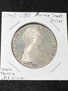 lot 71 image: .813 FINE SILVER AUSTRIAN TRADE DOLLAR