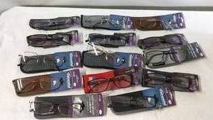 lot 80 image: Collection of 14 Foster Grant Eyeglasses with Cases 1.25