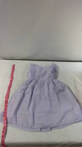 lot 110 image: Girls Pastel Purple Polka Dot Dress with Ruffled Sleeves