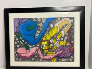 Original Framed Artwork Signed by Leo 20" x 16"