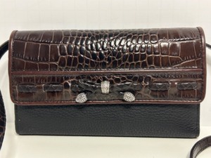 lot 123 image: Stylish BRIGHTON Croc-Embossed Leather Wallet On a String with Unique Clasp