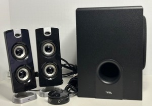 lot 126 image: CYBER ACOUSTICS CA-3602 2.1 Channel Speaker System with Subwoofer and Control Pod