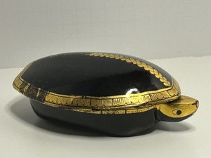 lot 137 image: Black Lacquered TURTLE Tortoise-Shaped Trinket Box with Gilded Details