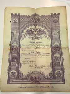lot 159 image: 1877 Swedish Baptism Certificate