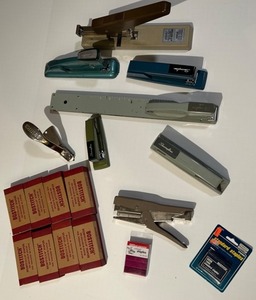 lot 163 image: Collection of Vintage and Modern Staplers with Staples