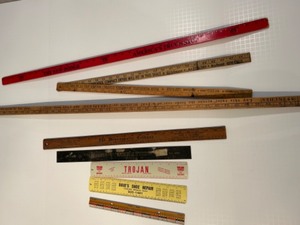 lot 200 image: Collection of 10 Vintage Advertising Wooden and Metal Rulers