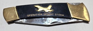 lot 105 image: Operation Desert Storm Commemorative Pocket Knife with Gold Accents