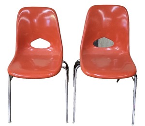Pair of KRUEGER Mid-Century Modern Orange Fiberglass Chairs