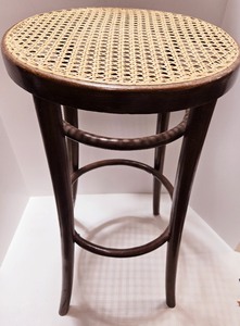 lot 60 image: Vintage MCM BENTWOOD Thonet Style  Bar Stool wCaned Seat