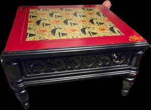 lot 85 image: Vintage Coffee Table with Nautical Art and Ornate Detailing