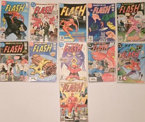 lot 107 image: Set of 10 DC Comics The Flash Issues with Vintage Advertisements