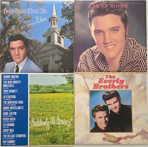 lot 119 image: Set of 4 Vintage Vinyl Records Elvis Presley, The Everly Brothers, and More
