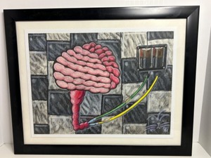 lot 3 image: Original Signed Leo 20x16 Framed Artistic Painting