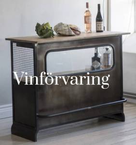 INDUSTRIAL Storage Bar with Metal Frame w/Distressed Wood Top