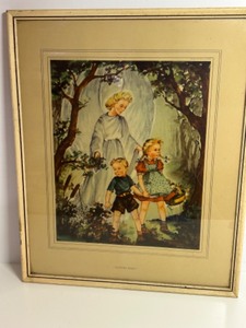 lot 228 image: Antique Framed Print Guiding Angel by Linsenmaier