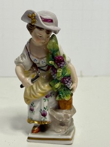 lot 238 image: Dresden 4 Porcelain Figurine of Girl with Grapes