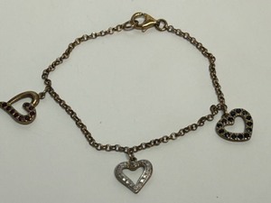 lot 239 image: 925 Gold Plated Bracelet with Heart-Shaped Semi-Precious Jewels