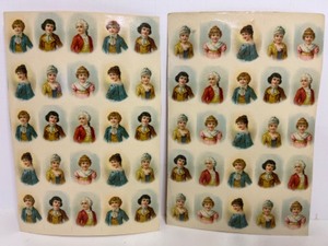 lot 248 image: Set of 2 Victorian Decal Ephemera Sheets with 60 Portraits