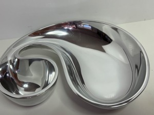 lot 6 image: New in Box NAMBE Morphia Metal Chip & Dip Bowl by Karim Raschid