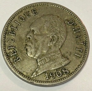 lot 296 image: 1908 Republique dHAITI 50 Centimes Nice COIN