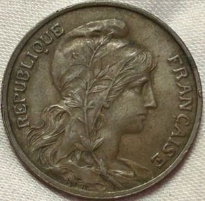 lot 297 image: Antique 1898 DANIEL DUPIUS Bronze French COIN 10c