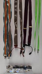 lot 314 image: Collection of Vintage Heavy Equipment Tie Clips, Pins, Money Clips and Mens Suspenders