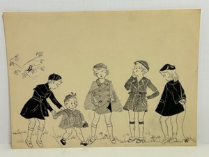 lot 323 image: Hand Drawn Original of Childrens Fashions of the 40s India Ink on Paper