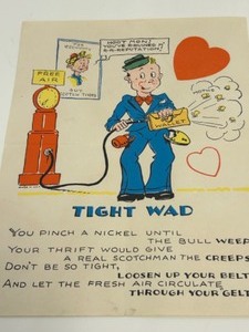 lot 324 image: Vintage Comic Colored Print Tight Wad Made in USA