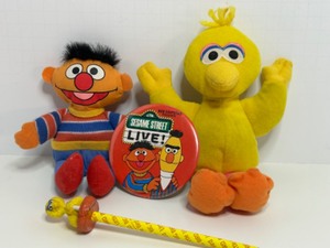 lot 332 image: Sesame Street Collectibles Ernie & Big Bird Plush, Button, and Pencil Topper