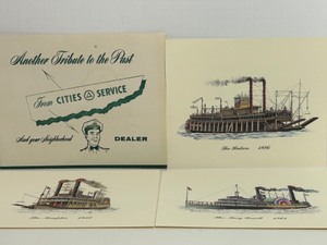 lot 334 image: Set of 3 Vintage Steamboat Lithograph Prints by Twin Cities Service Free Giveaway