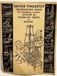 lot 337 image: Vintage 1944 Senior Tinkertoy Instruction Book for Windlass Drive Models