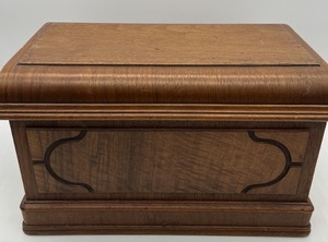 lot 338 image: Fine Carved Handled Box With domed Lid Decorative Storage Antique Sewing Machine